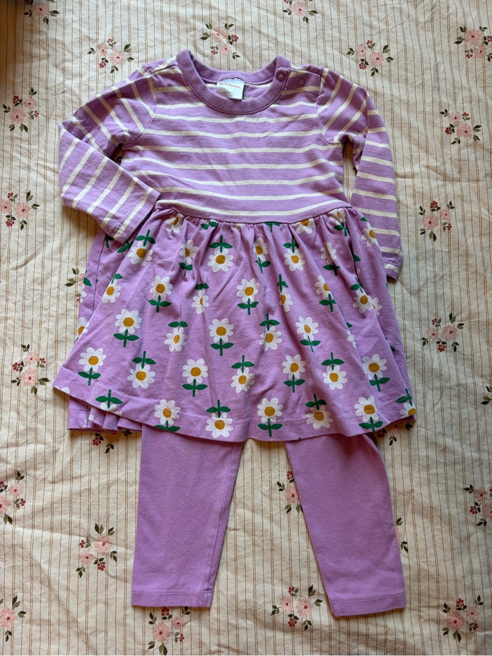 Hanna Andersson Lilac Striped Daisy  Dress Set